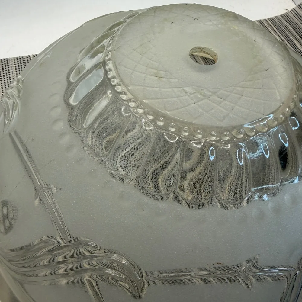 Vintage Frosted Glass Ceiling Light Shade Floral Embossed Art Deco Replacement